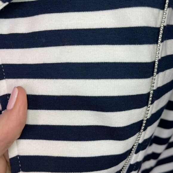 Lane Bryant Navy & White Striped Moto Jacket Blazer Women's Size 16 - Picture 3 of 9